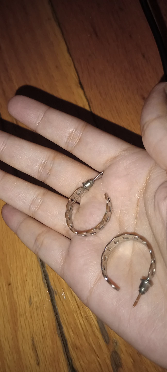 Silver tone hoop earrings with cut-out design - photo 4
