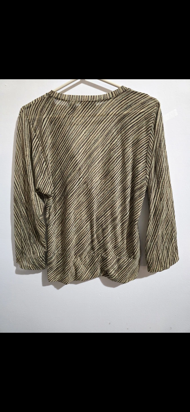 New York & Company Striped V-Neck Wrap Top Size M - photo 5