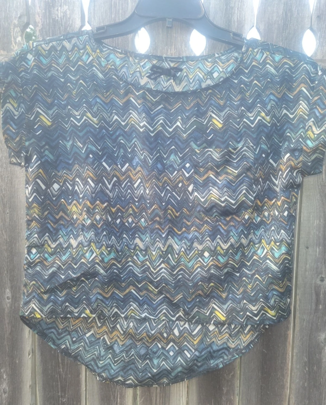 Women's Blue Zigzag Print Blouse