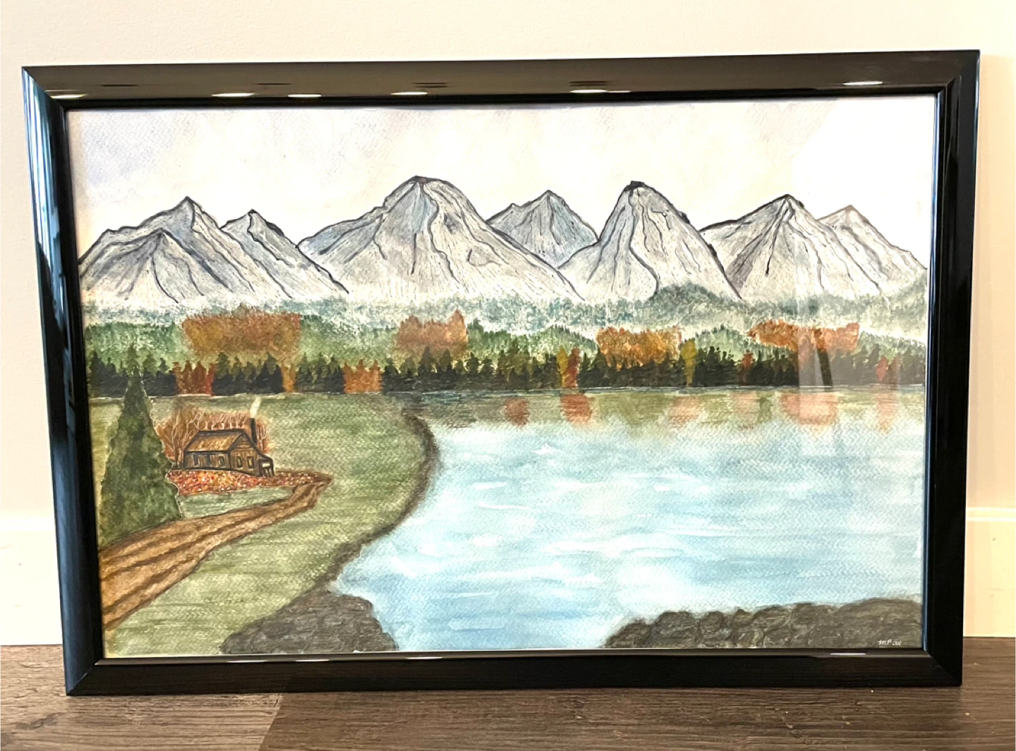 Framed Watercolour Jasper Cottage Painting