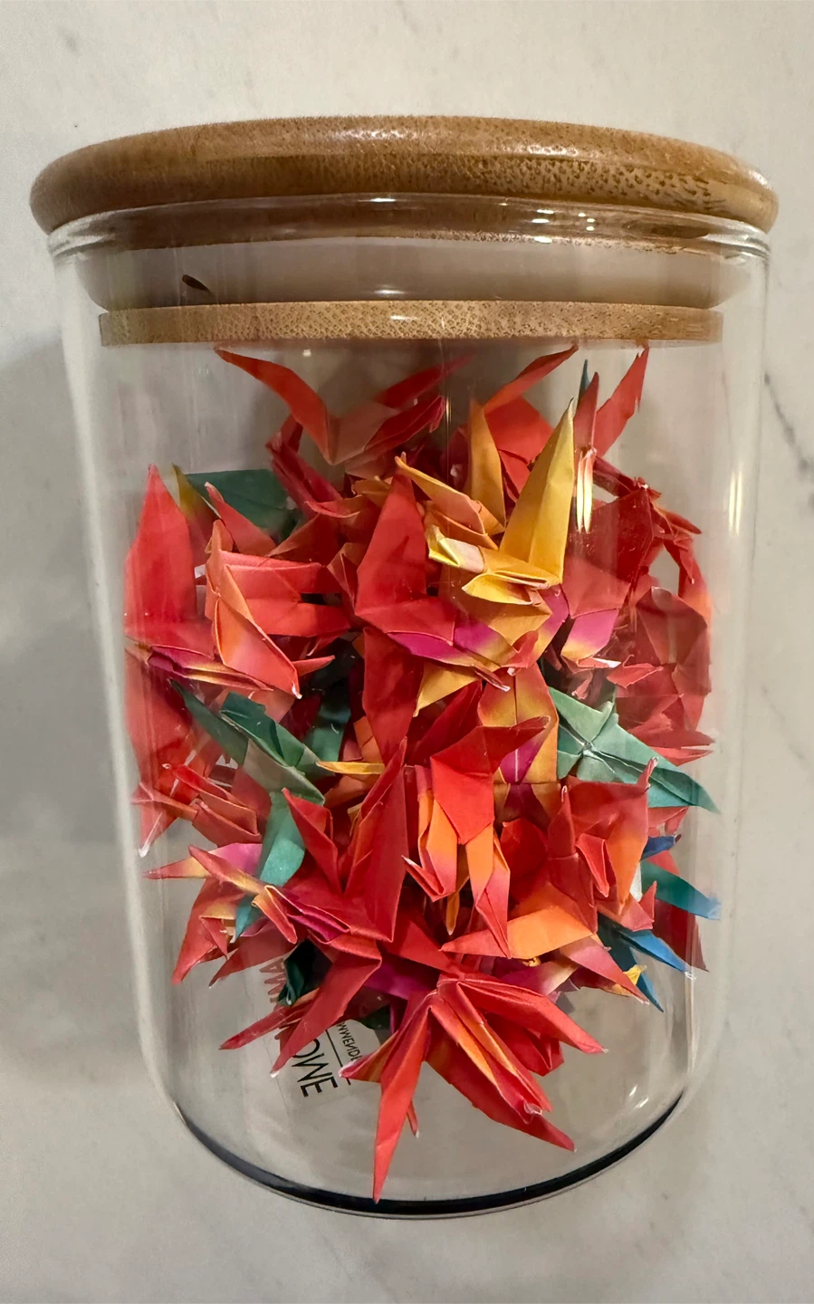 Glass Jar with Origami Cranes - photo 2