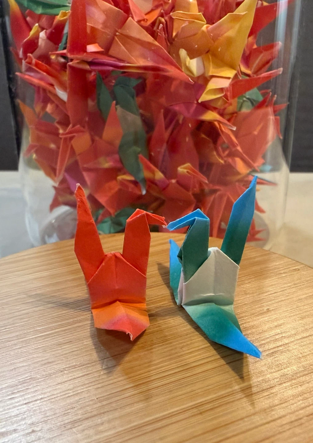Glass Jar with Origami Cranes