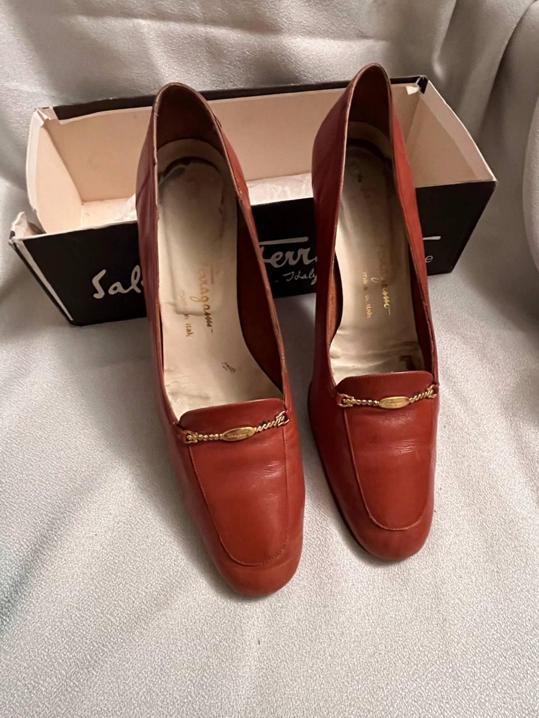 Salvatore Ferragamo Women's Leather Loafer Heels - Brown - photo 5