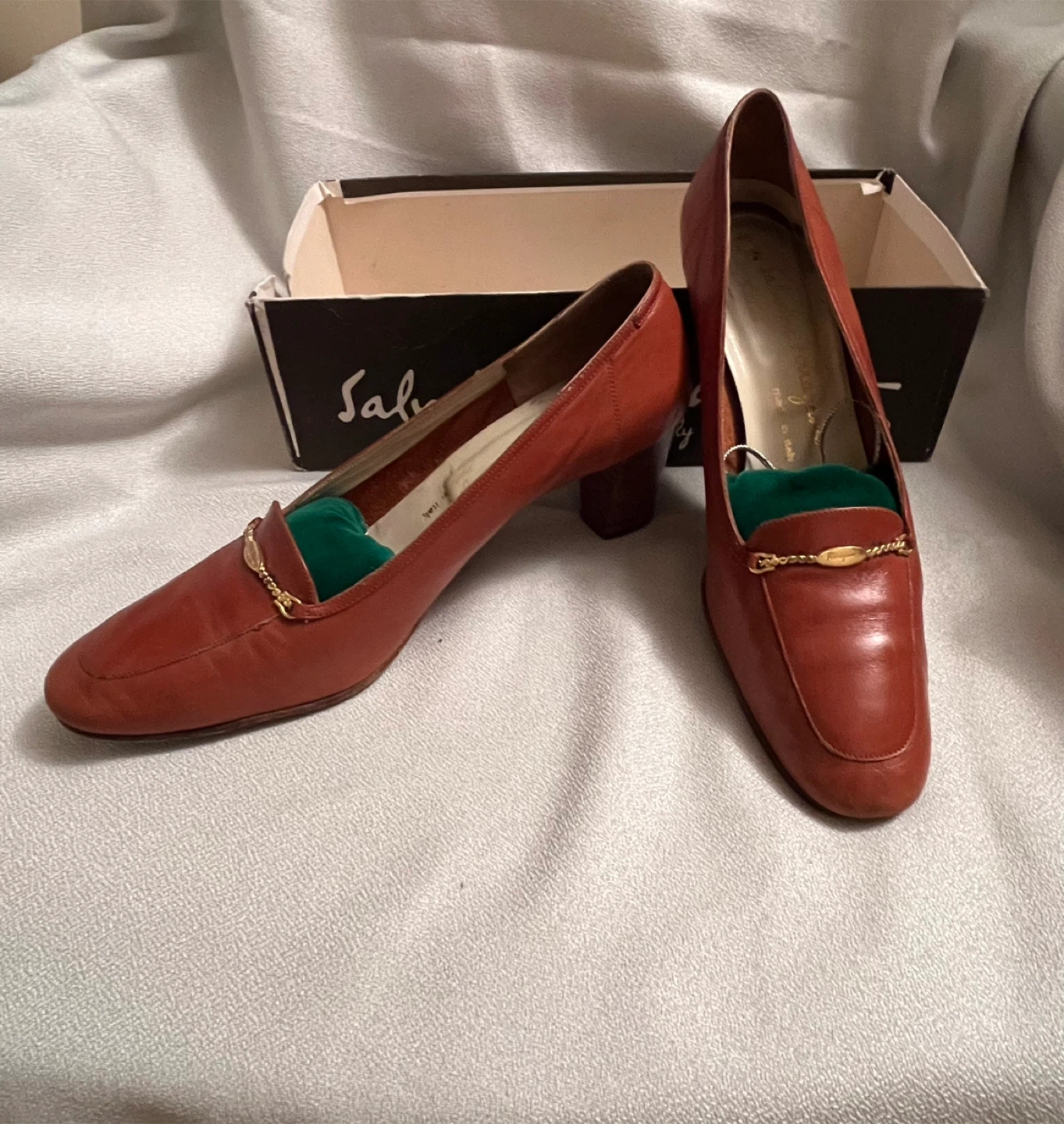 Salvatore Ferragamo Women's Leather Loafer Heels - Brown