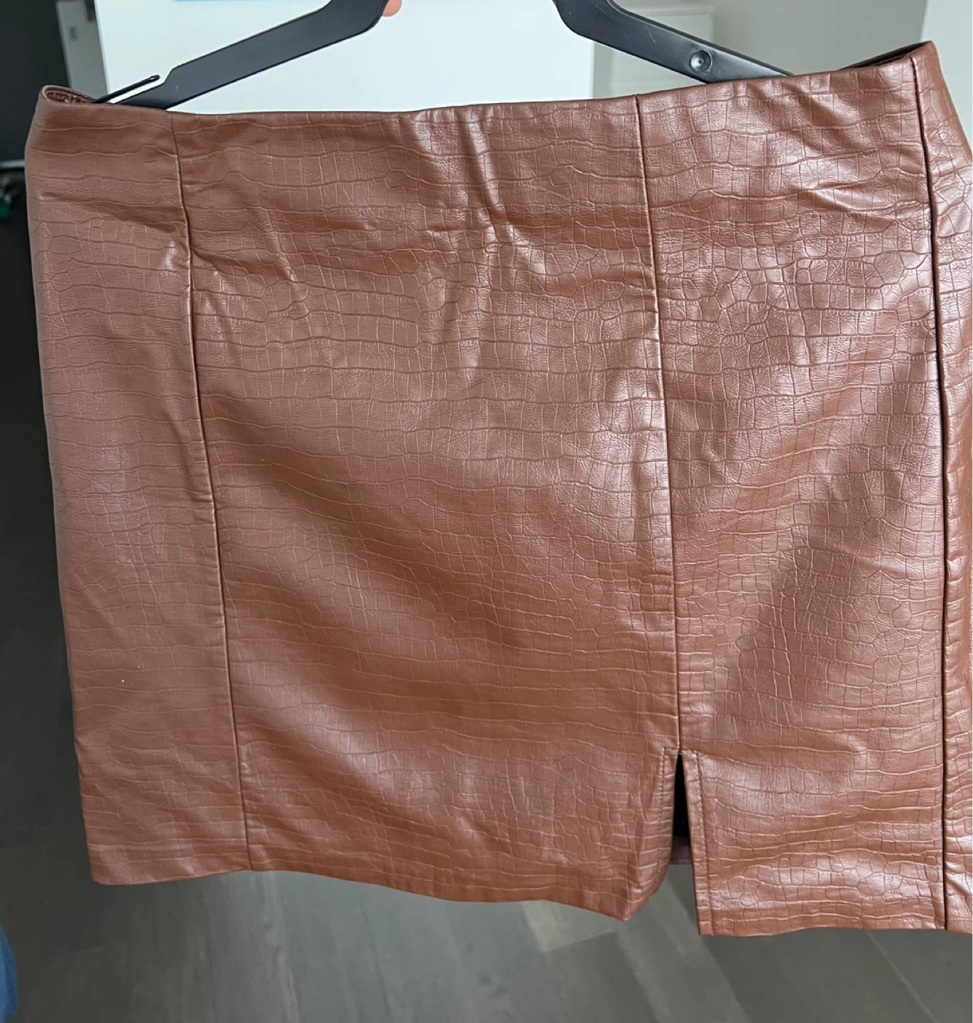 Brown Faux Leather Mini Skirt