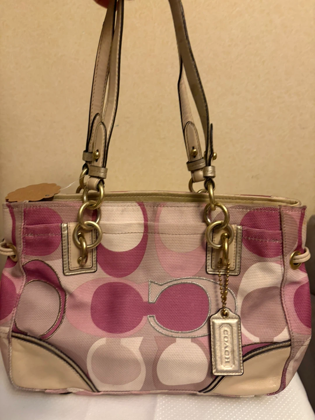 Coach Signature Pattern Tote Bag - Pink/Multi