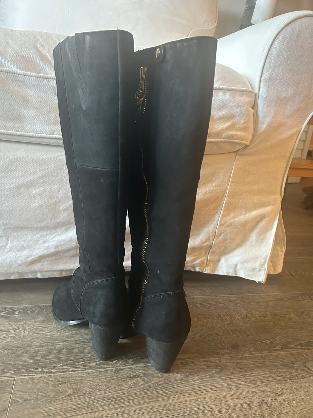 Aldo Black Suede Tall Boots with Outside Zipper - photo 3
