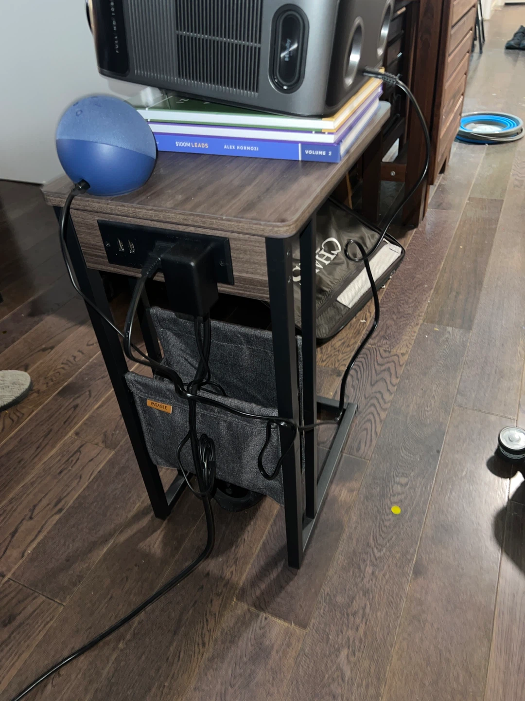 VASAGLE C-Shaped Side Table with Charging Ports and Storage Bag - photo 3