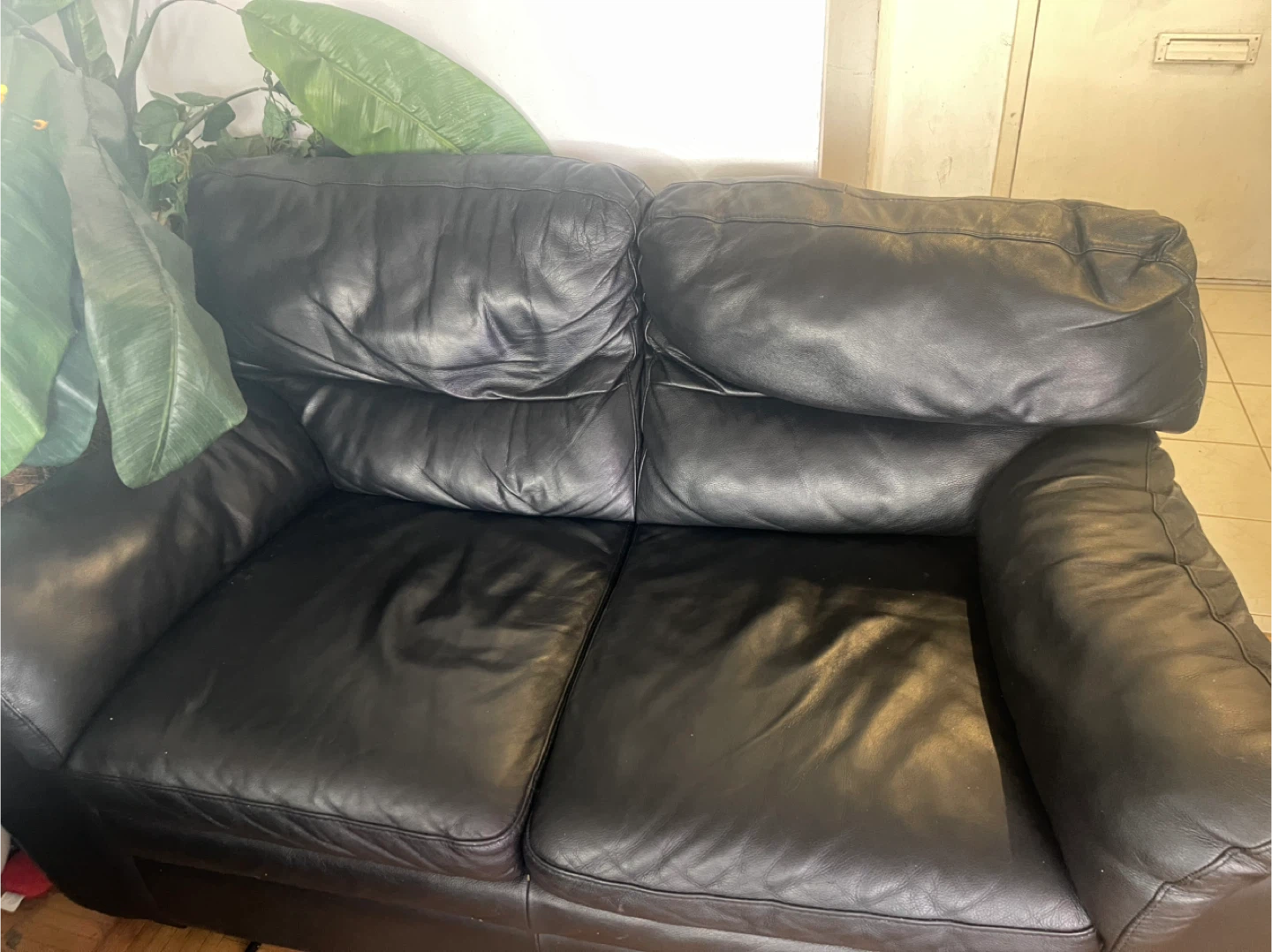 Black Leather Sofa - photo 2