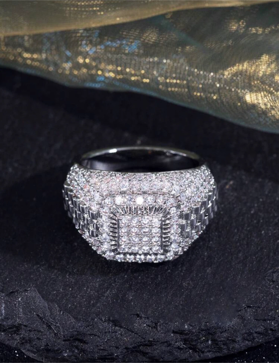 Men's Iced Out Square Ring - photo 2