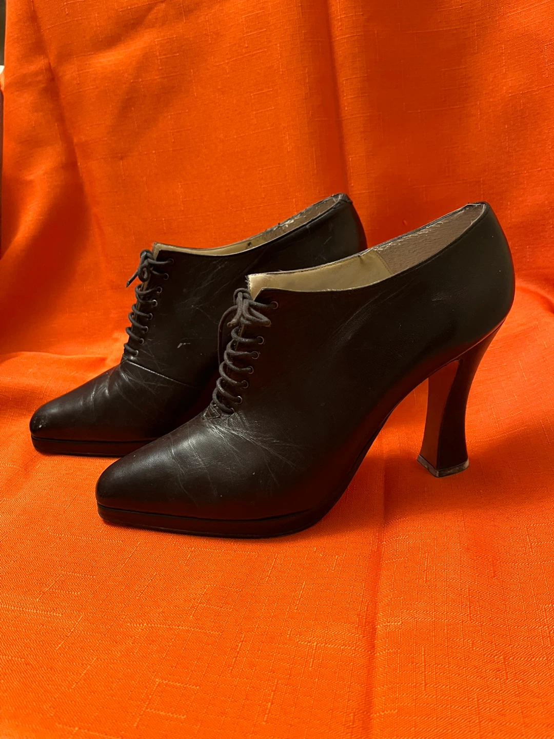 Paco Gil Black Leather Lace-Up Heels Size 8 - photo 3