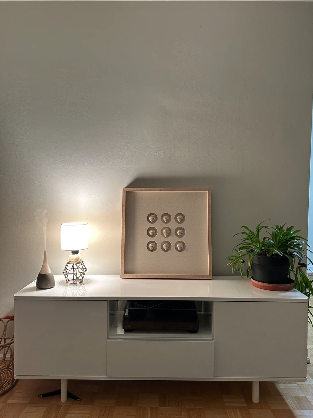 White Media Console with Side Cabinets