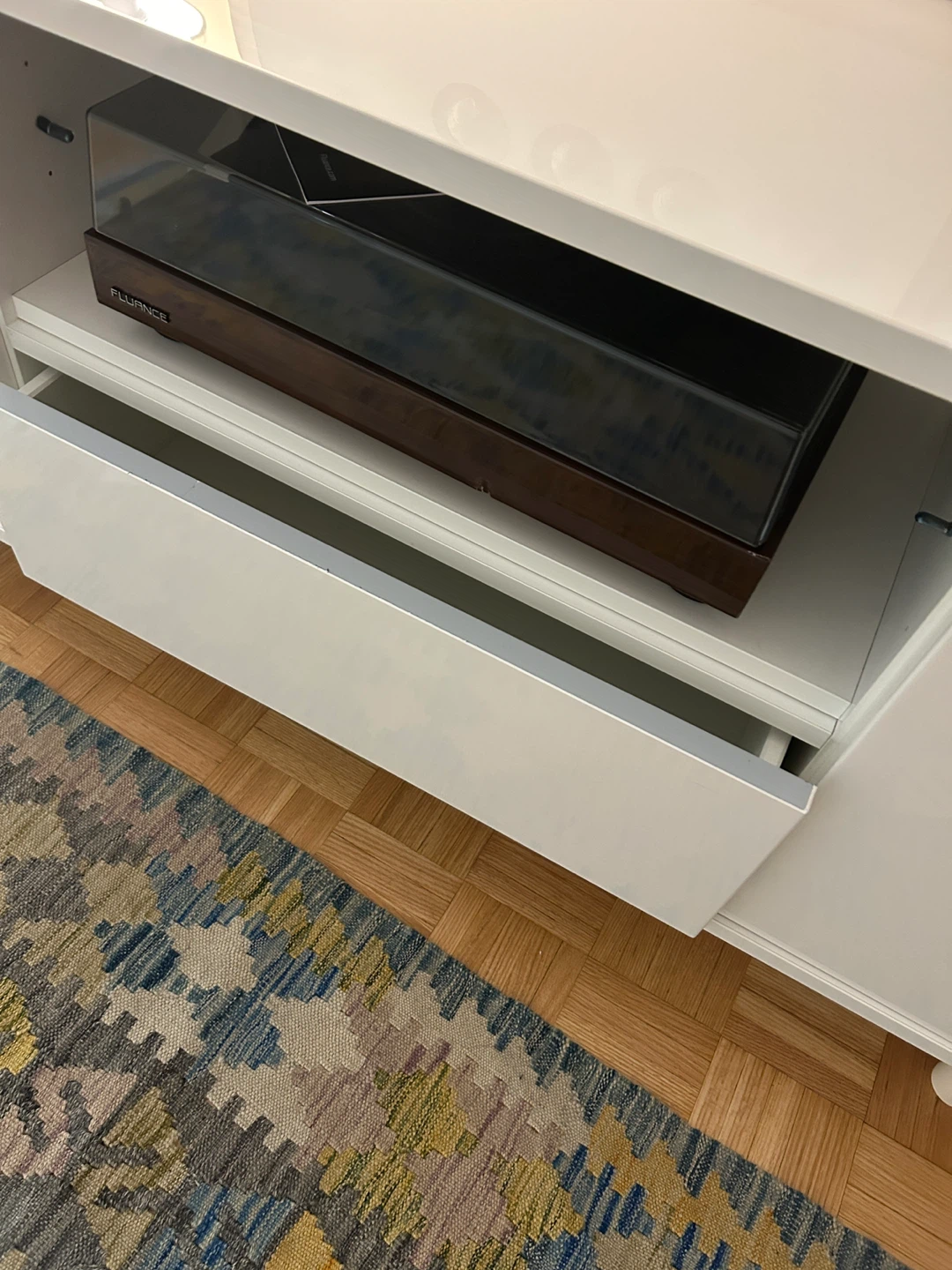 White Media Console with Side Cabinets - photo 2