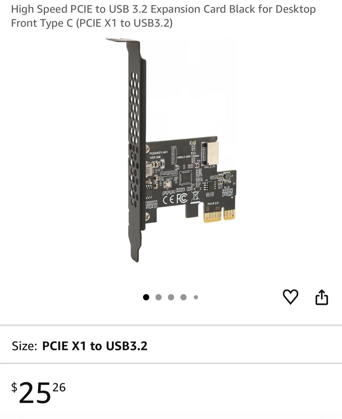 PCIe to USB c Expansion Card