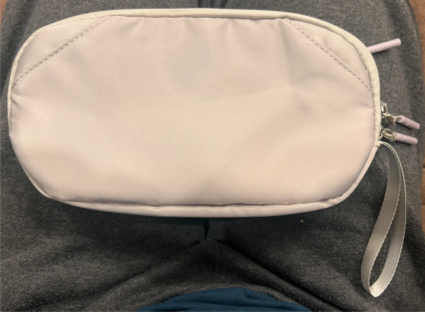 Light Grey Pouch Bag with Orange Interior
