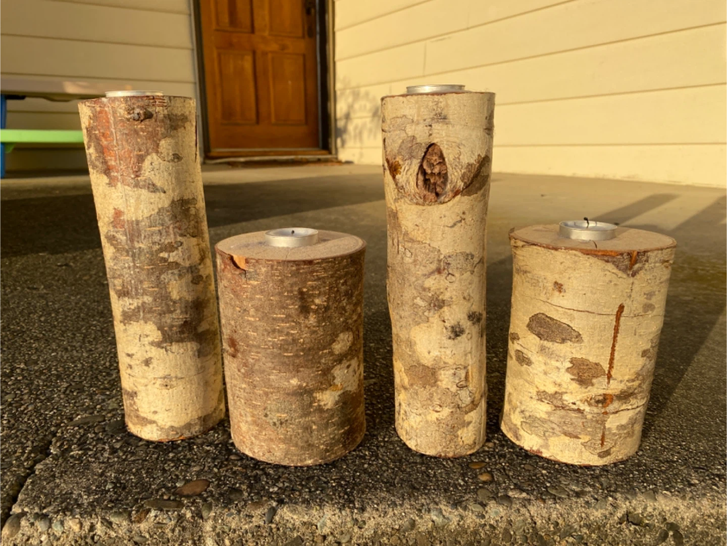 Set of 35 Wooden Log Candle Holders