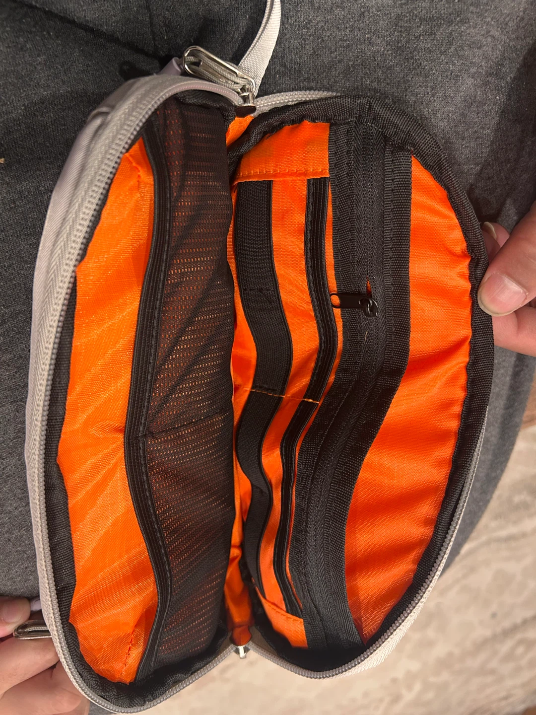 Light Grey Pouch Bag with Orange Interior - photo 3