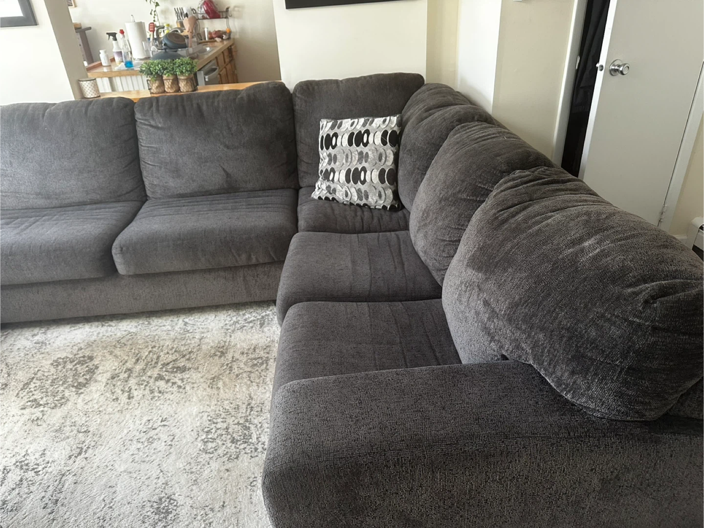Dark Gray Sectional Sofa with Chaise - photo 2
