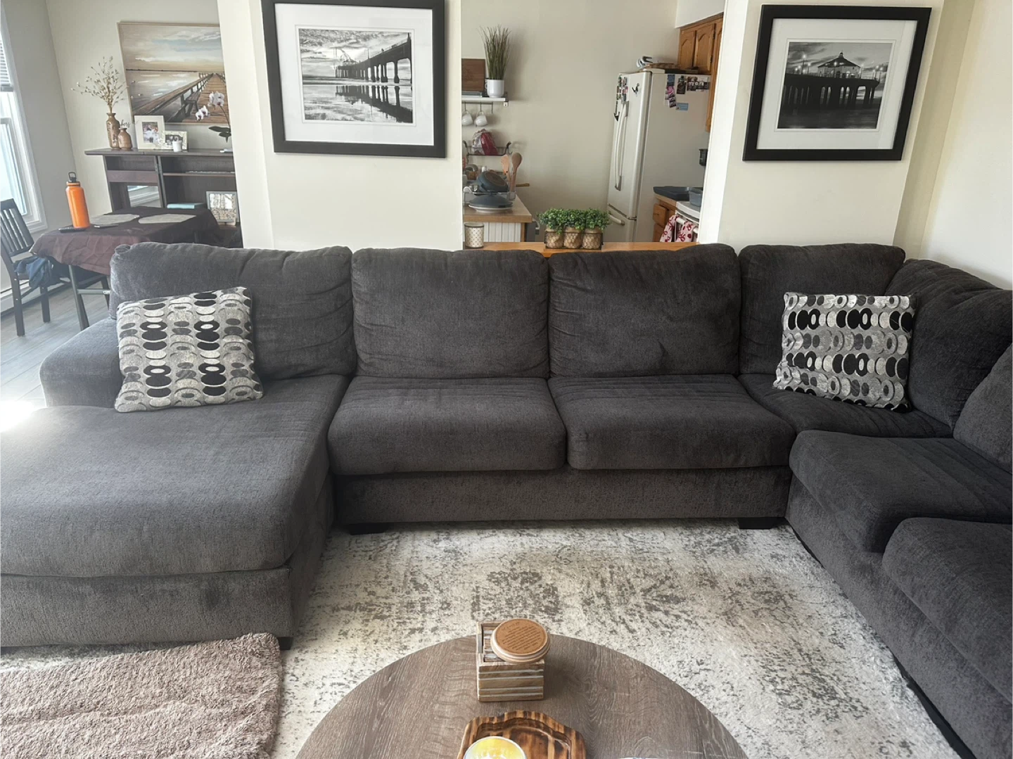 Dark Gray Sectional Sofa with Chaise - photo 3