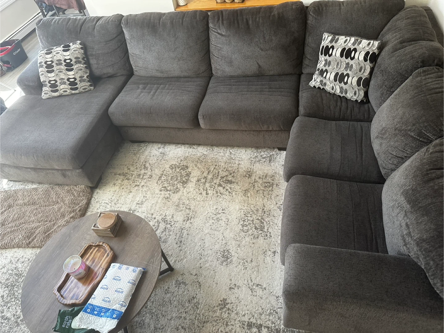 Dark Gray Sectional Sofa with Chaise - photo 4