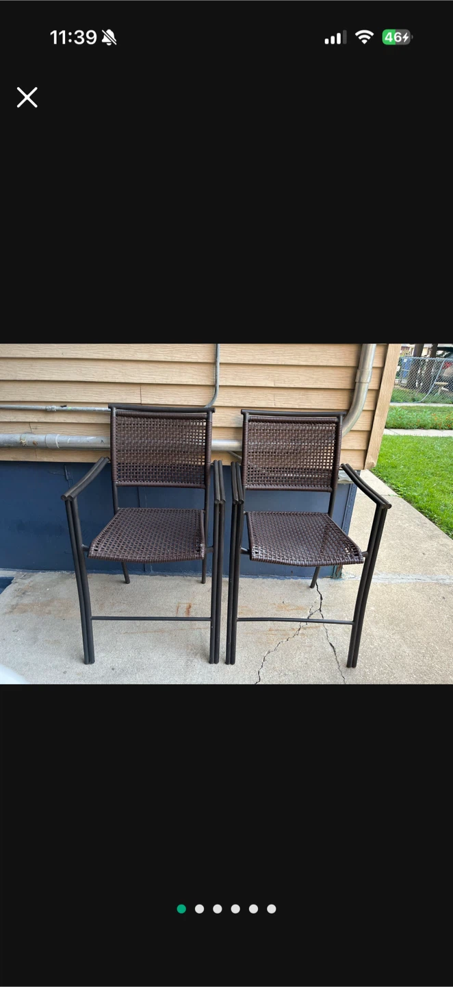 Set of 2 Brown Woven Outdoor Chairs for $80