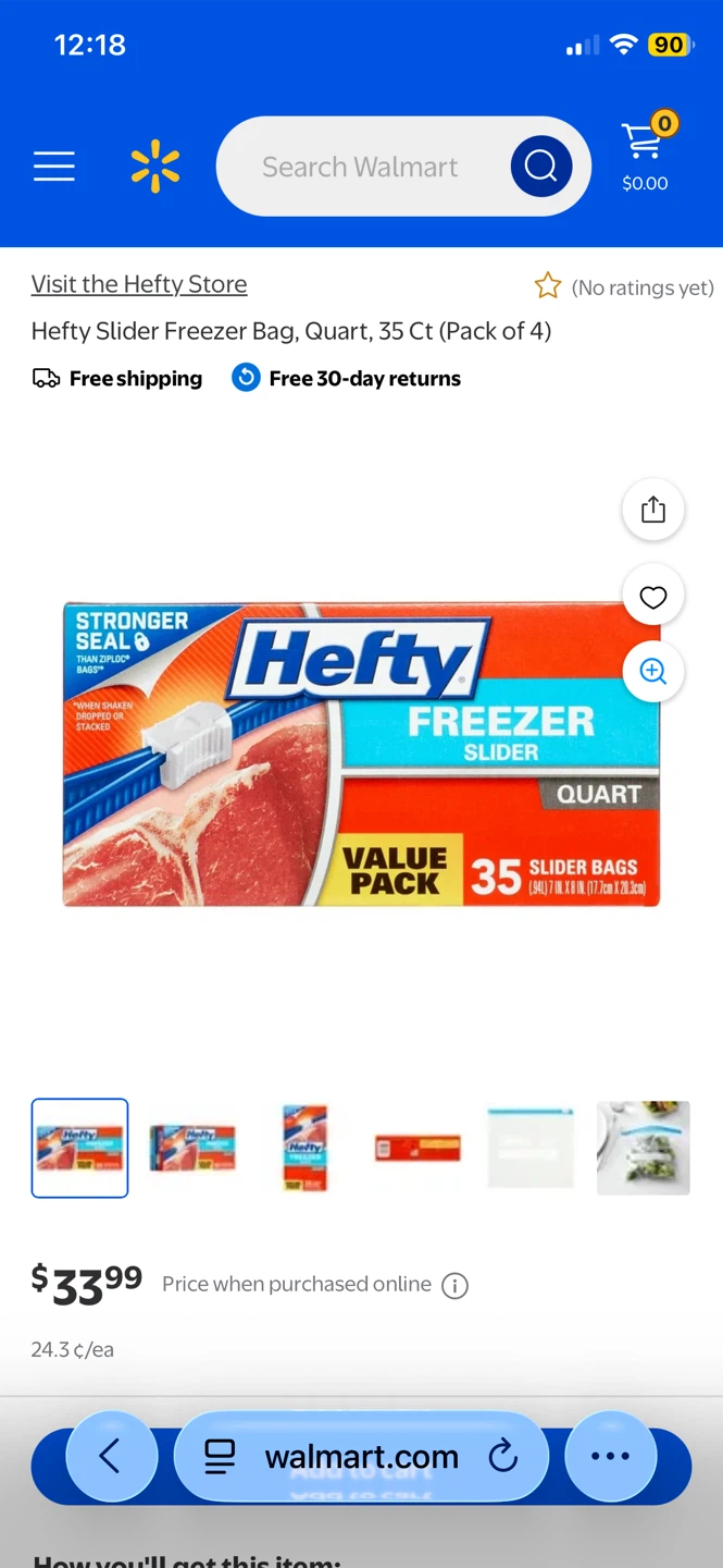 70 piece new Hefty Freezer Bags - 35 Count (Pack of 2) - photo 3