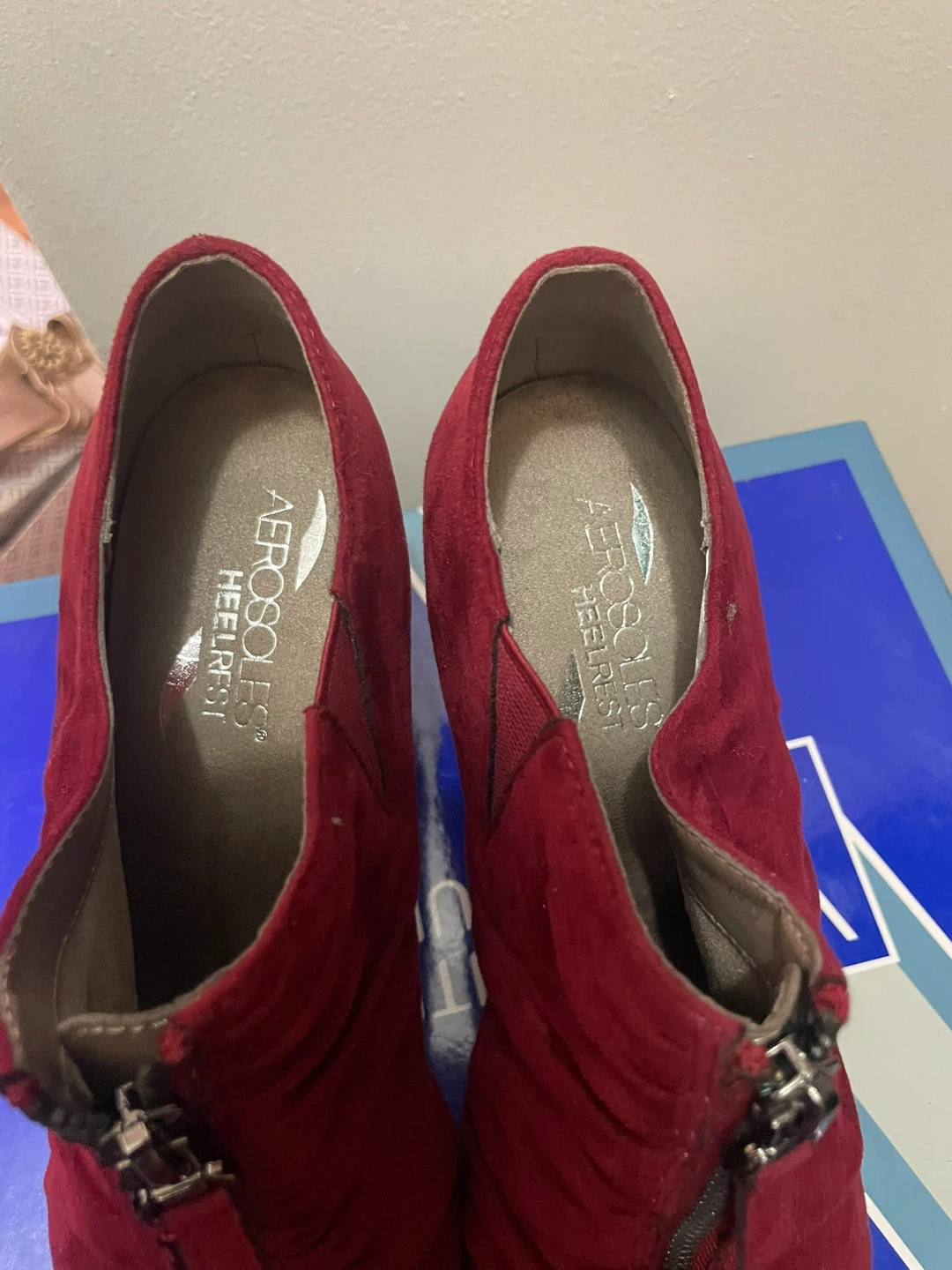 Aerosoles Red Suede Zip Ankle Boots - photo 2