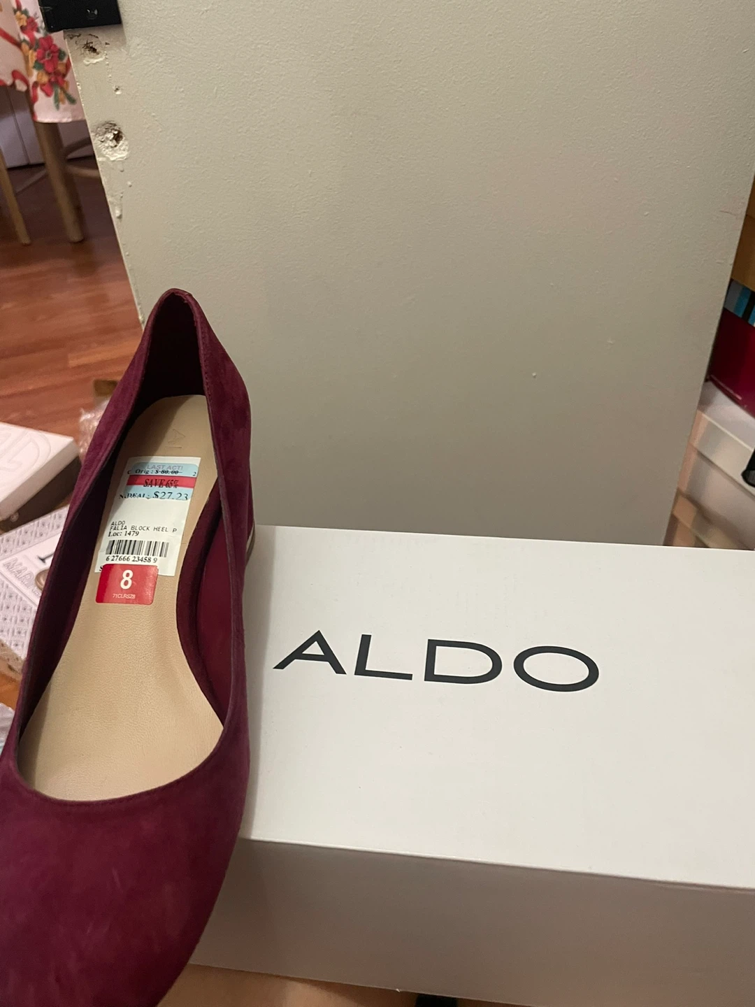 ALDO Burgundy Suede Block Heel Pumps - Size 8 - photo 3