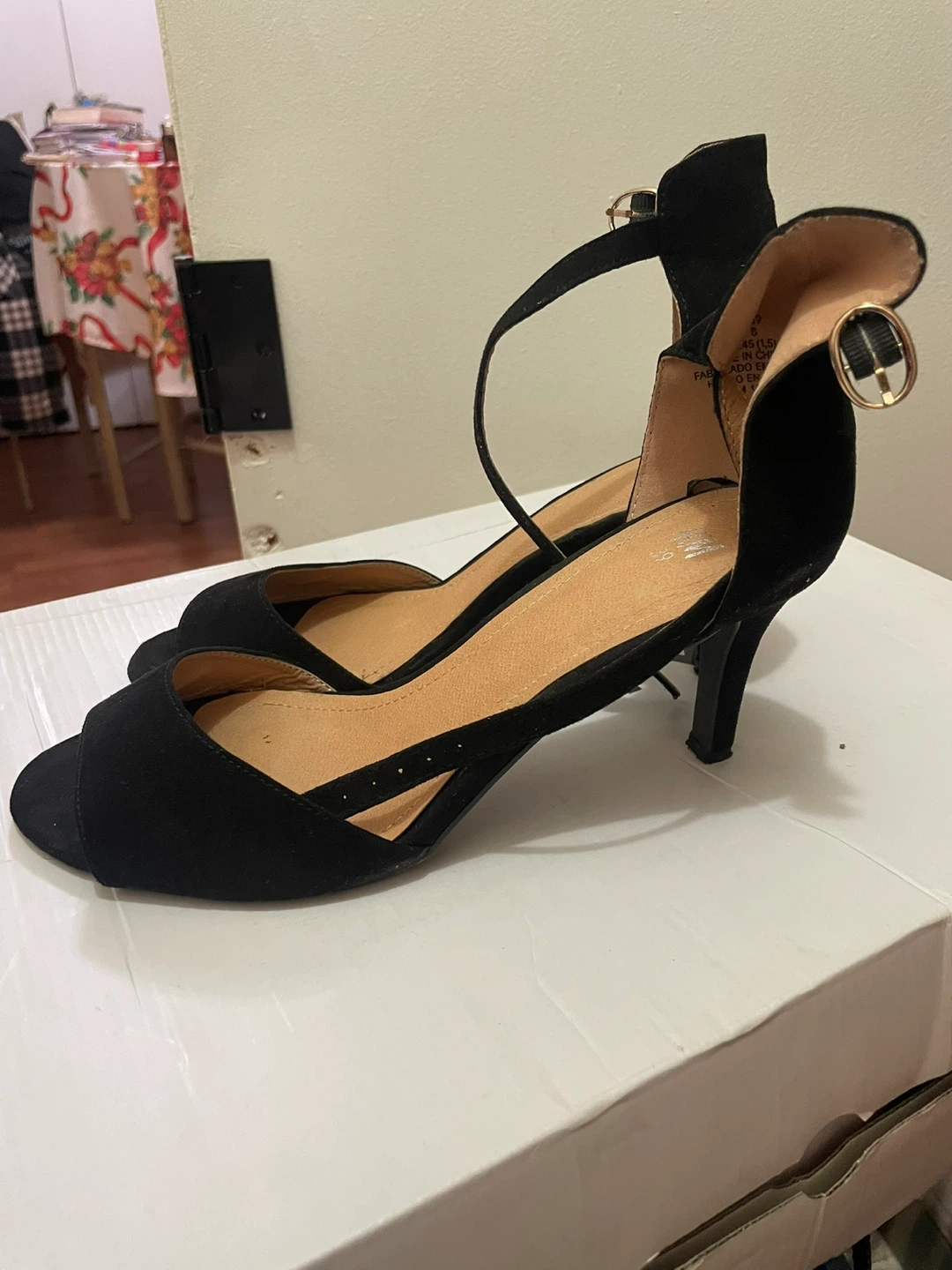 H&M Black Suede Heeled Sandals Size 39 🧡 - photo 4