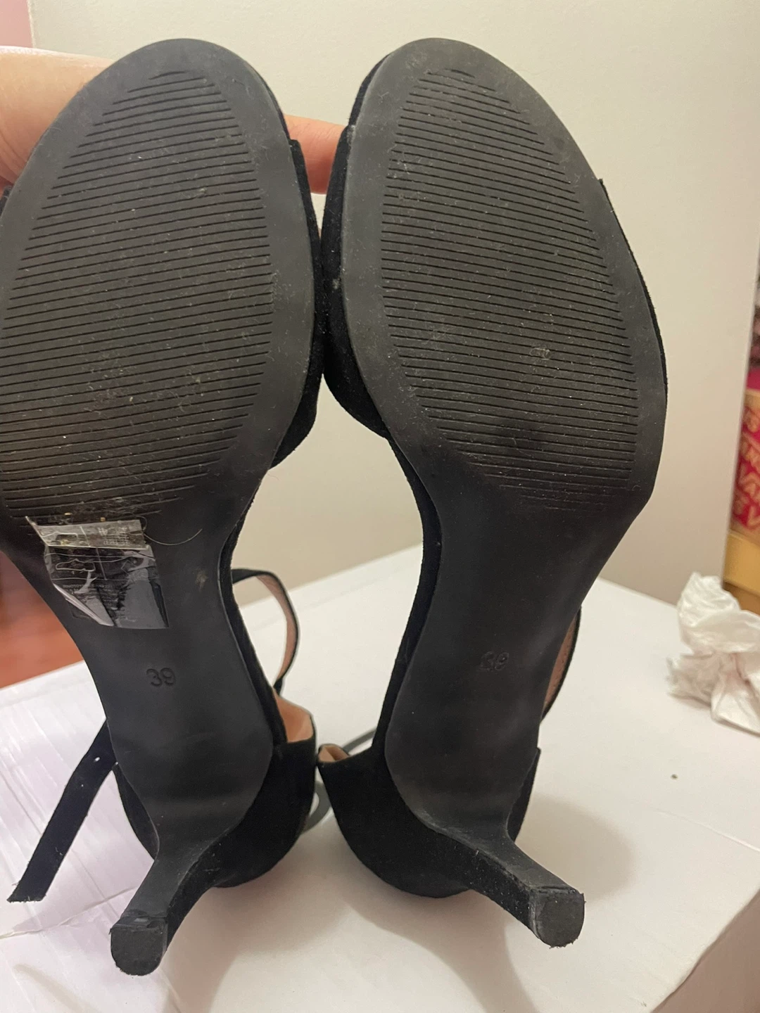 H&M Black Suede Heeled Sandals Size 39 🧡 - photo 3