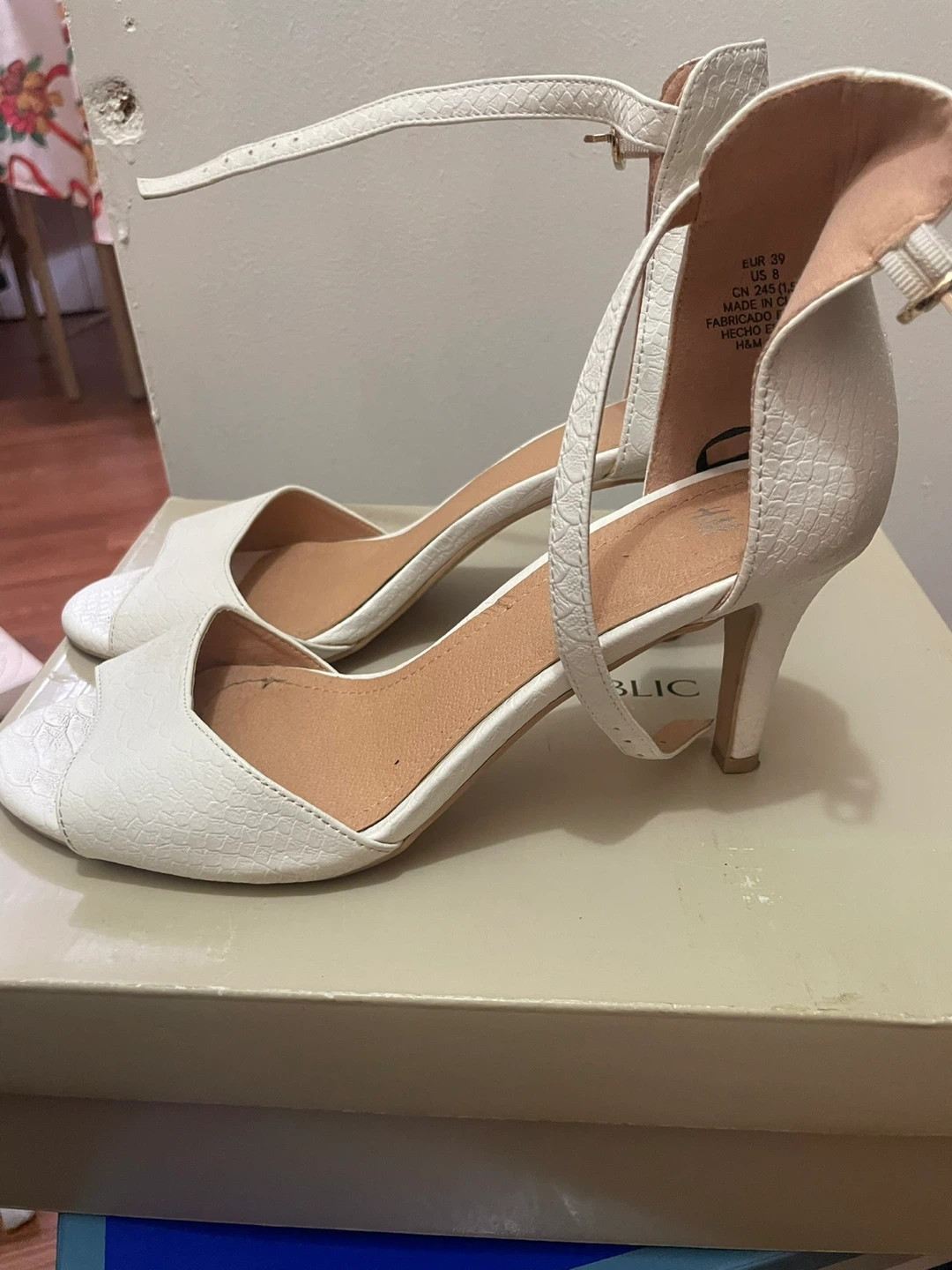 White Ankle Strap Heels - photo 2