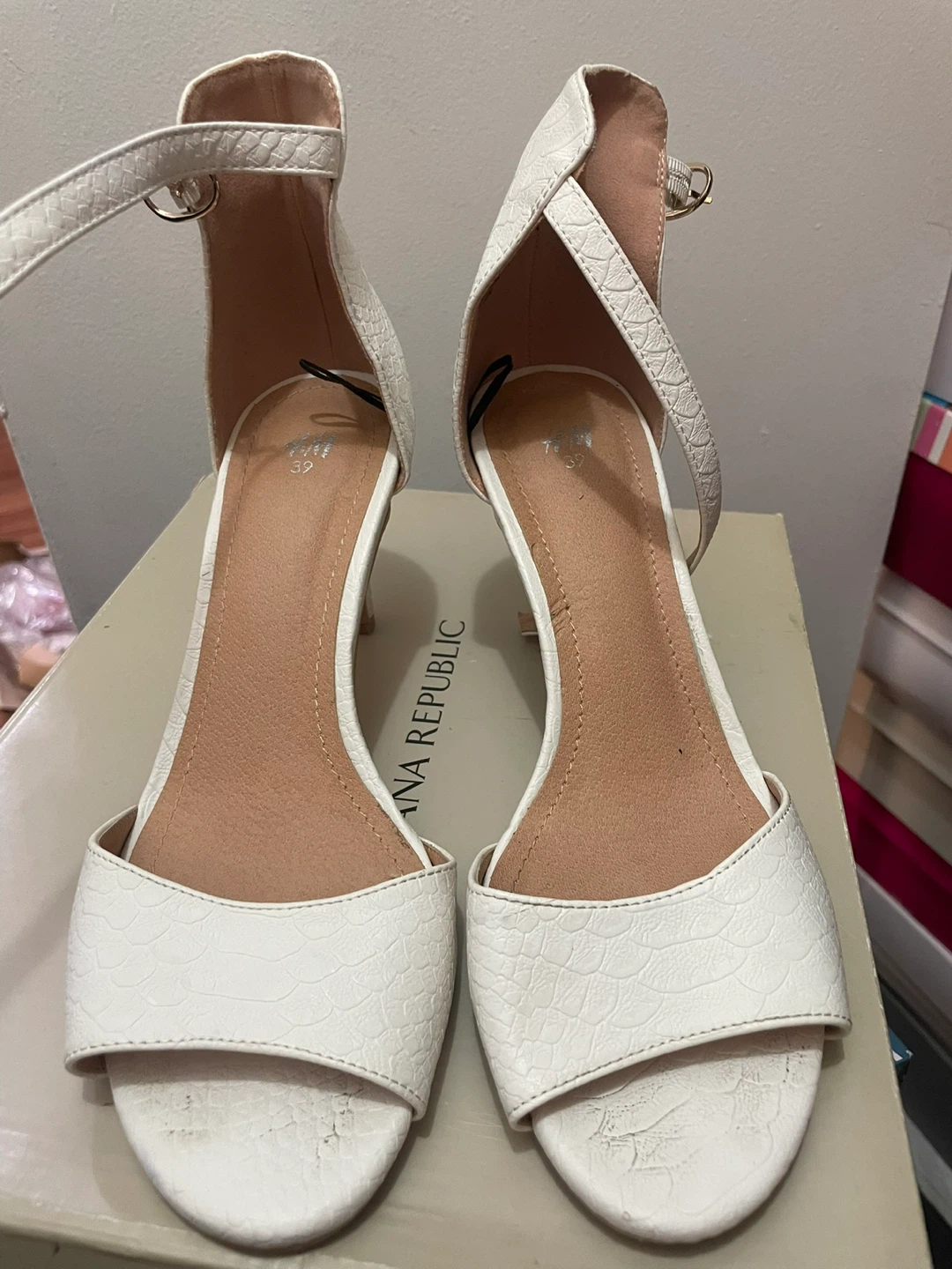 White Ankle Strap Heels