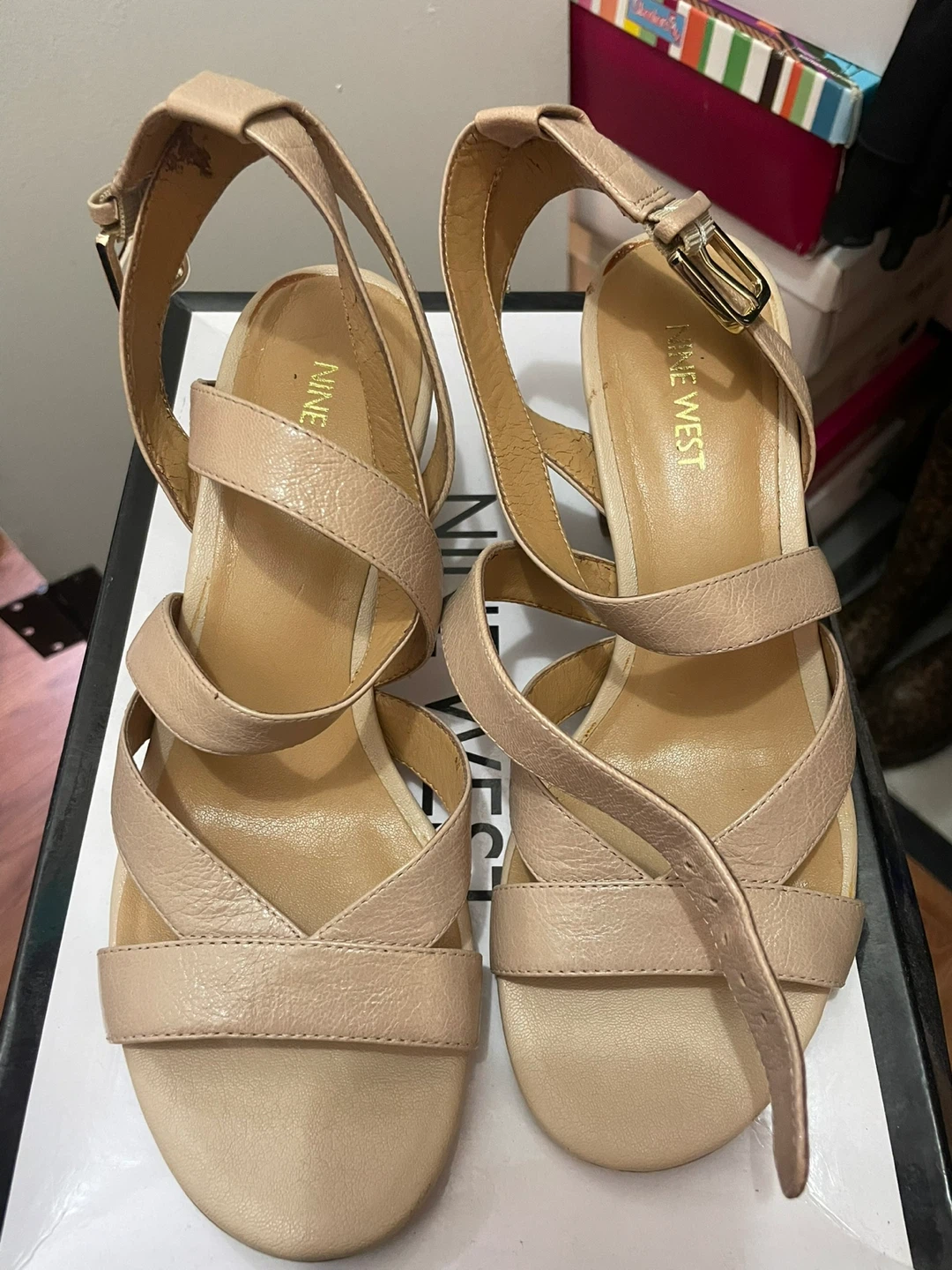 Nine West Women's Tan Strappy Block Heel Sandals Size 7.5 - photo 3