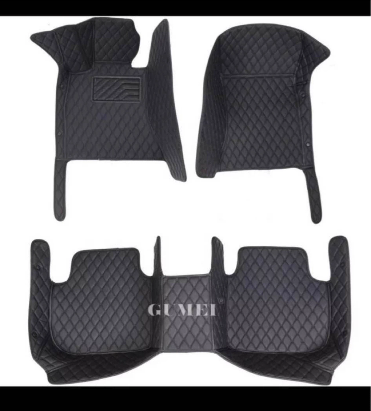 Black Quilted Car Floor Mats Set