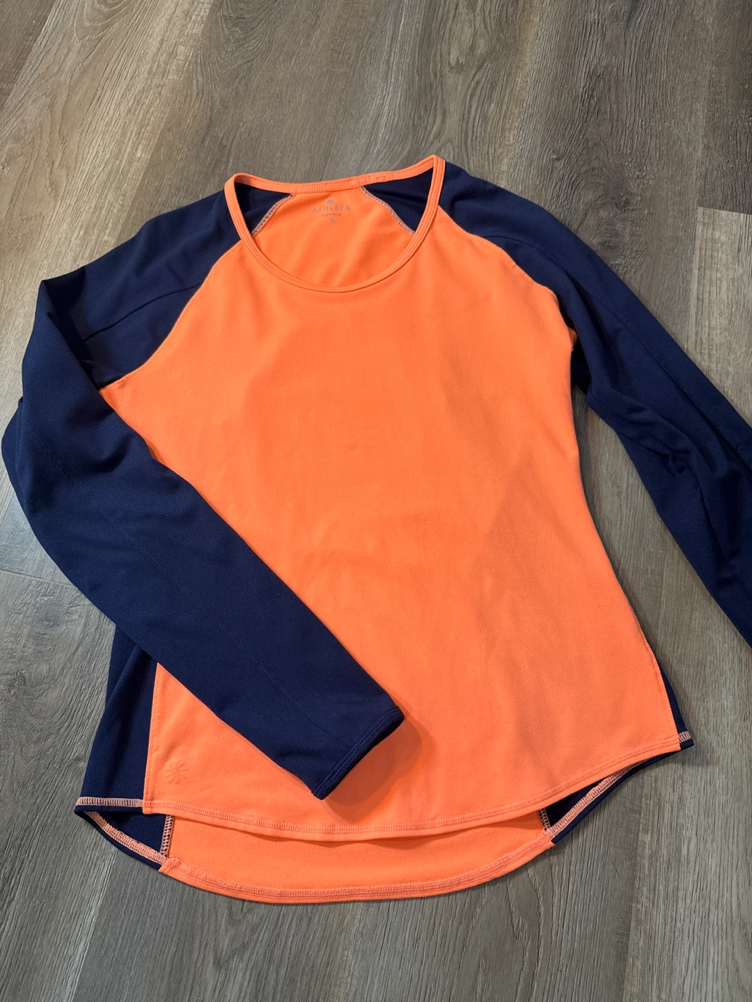 Athleta Long Sleeve Athletic Shirt Orange/Navy Size S