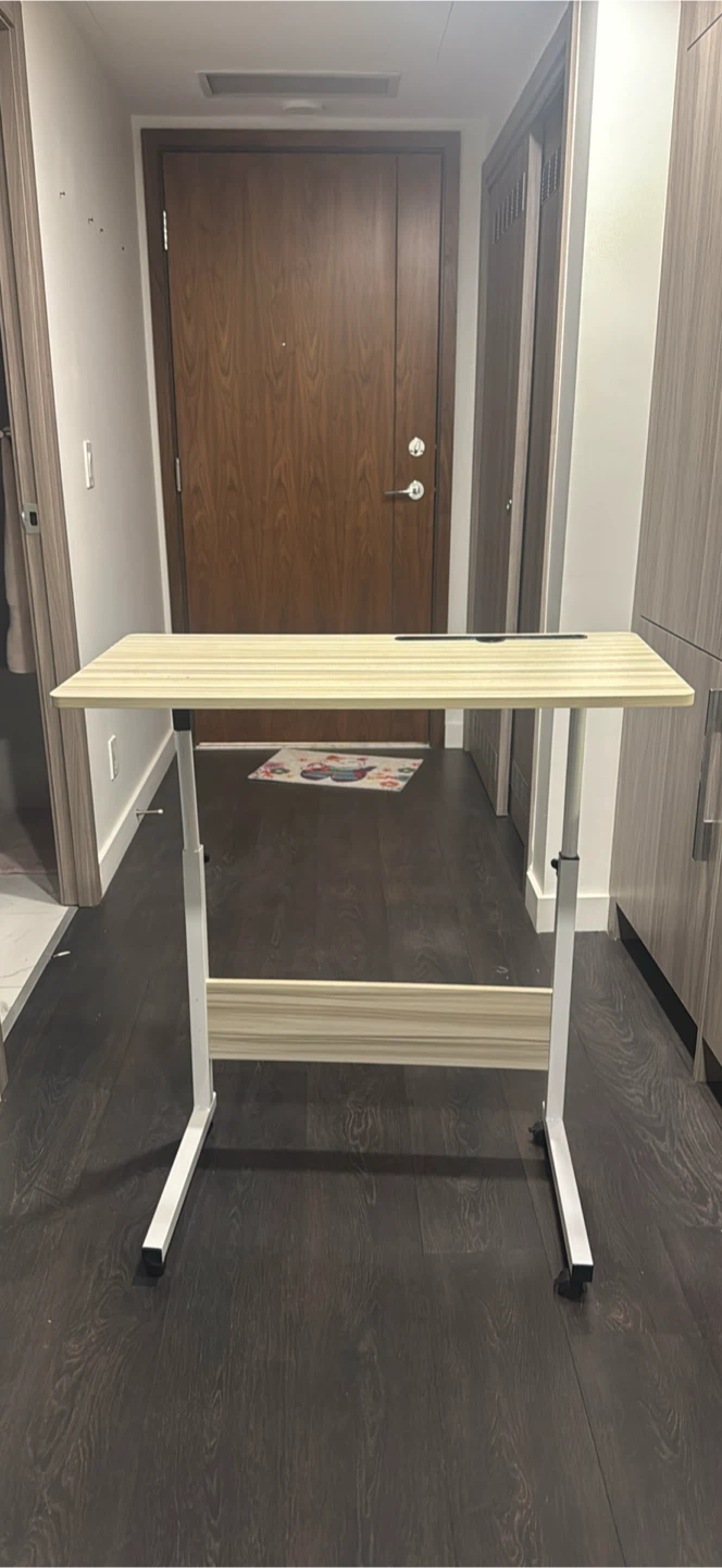 Manual Adjustable Standing Desk – Mobile (Beige Wood Finish) - photo 2