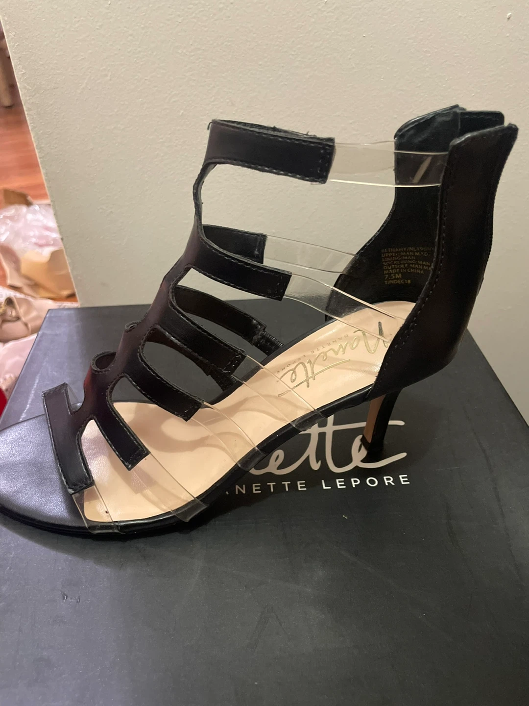 Nanette Lepore Bethany Black Strappy Heels Size 7.5M - photo 5