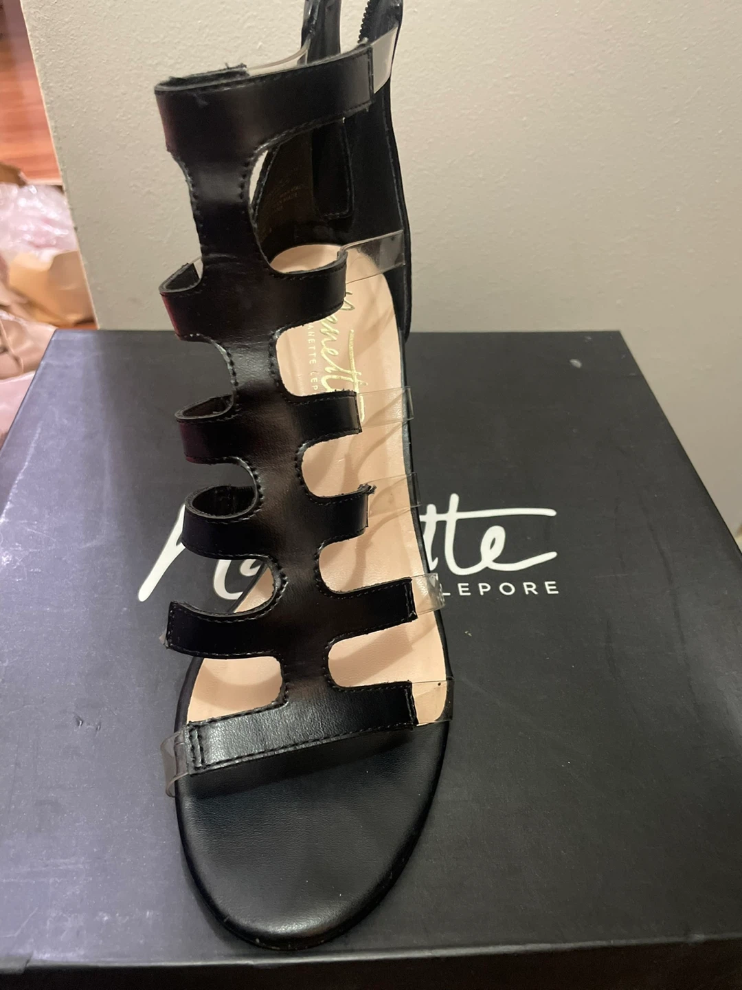 Nanette Lepore Bethany Black Strappy Heels Size 7.5M - photo 4