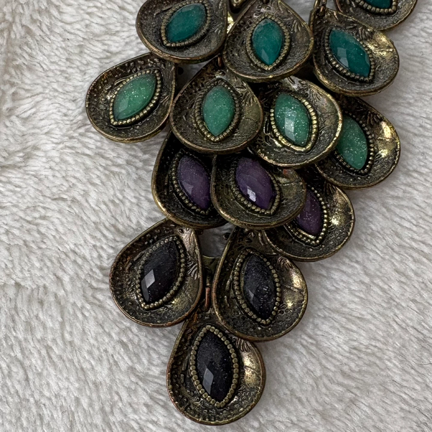 Vintage Pier 1 Long Antique Bronze Peacock Pendant Necklace - photo 4