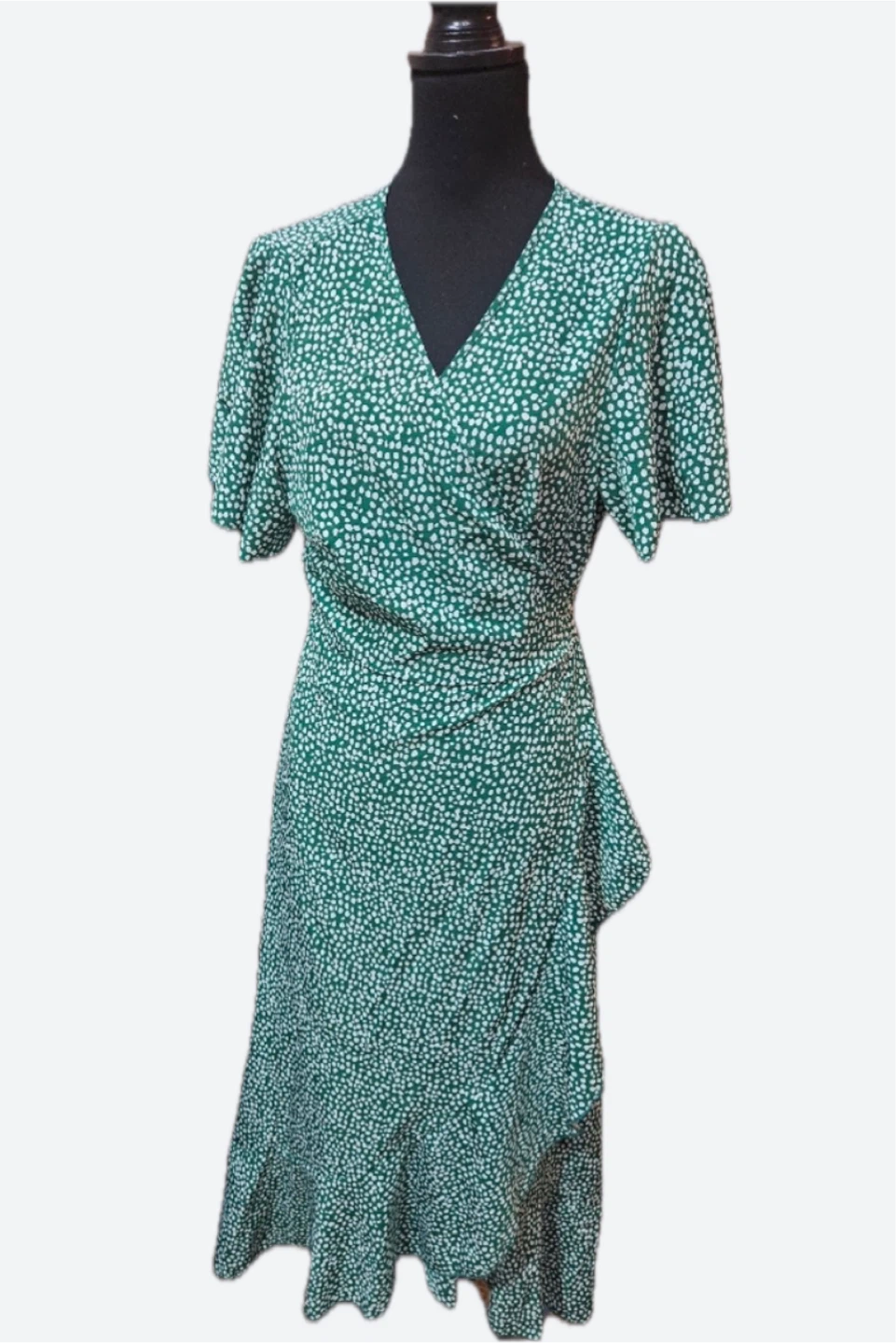CUPSHE Green Dot Print Wrap Midi Dress - XL