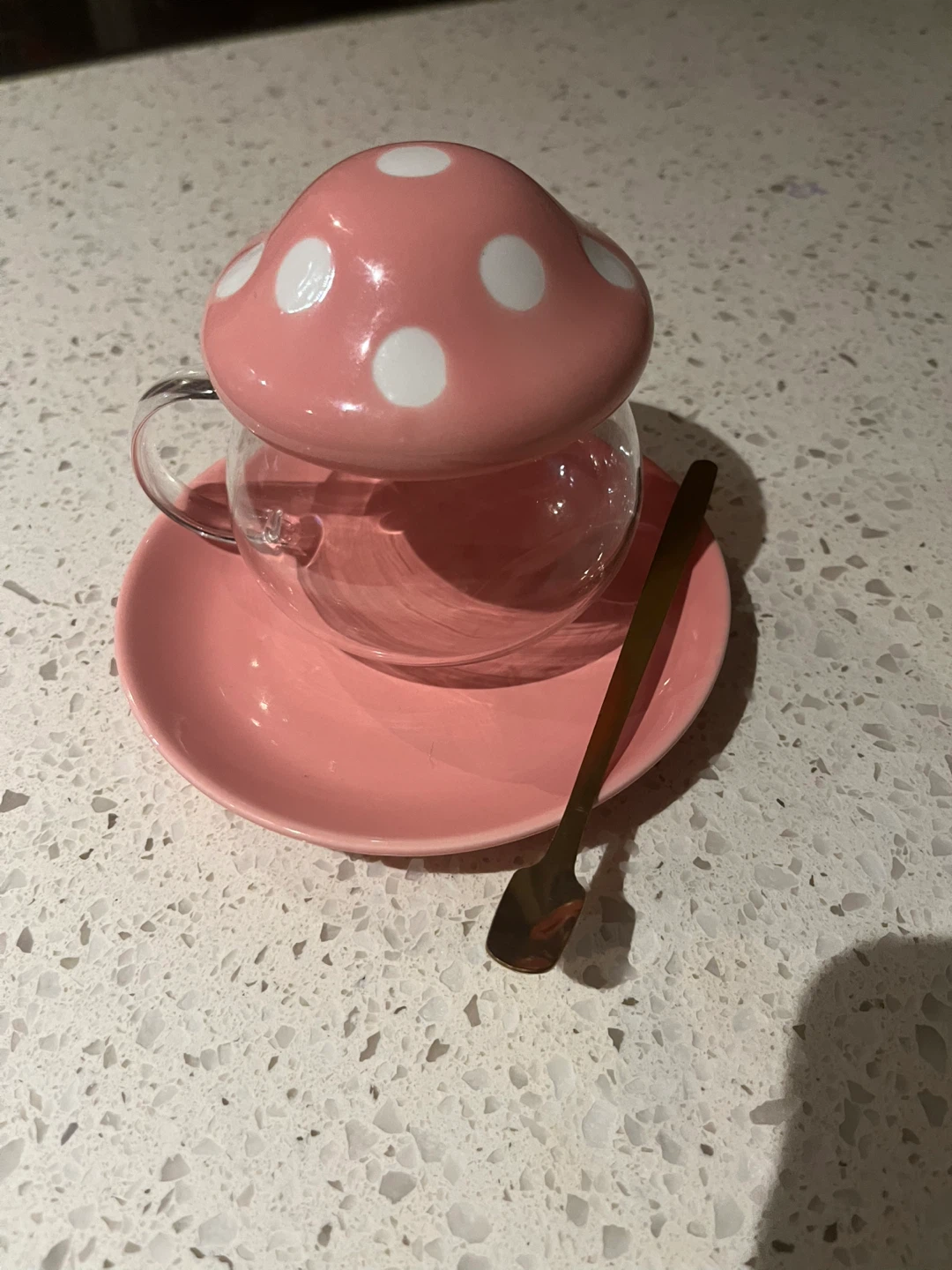 Pink Mushroom Tea Cup and Saucer Set with Spoon - photo 5