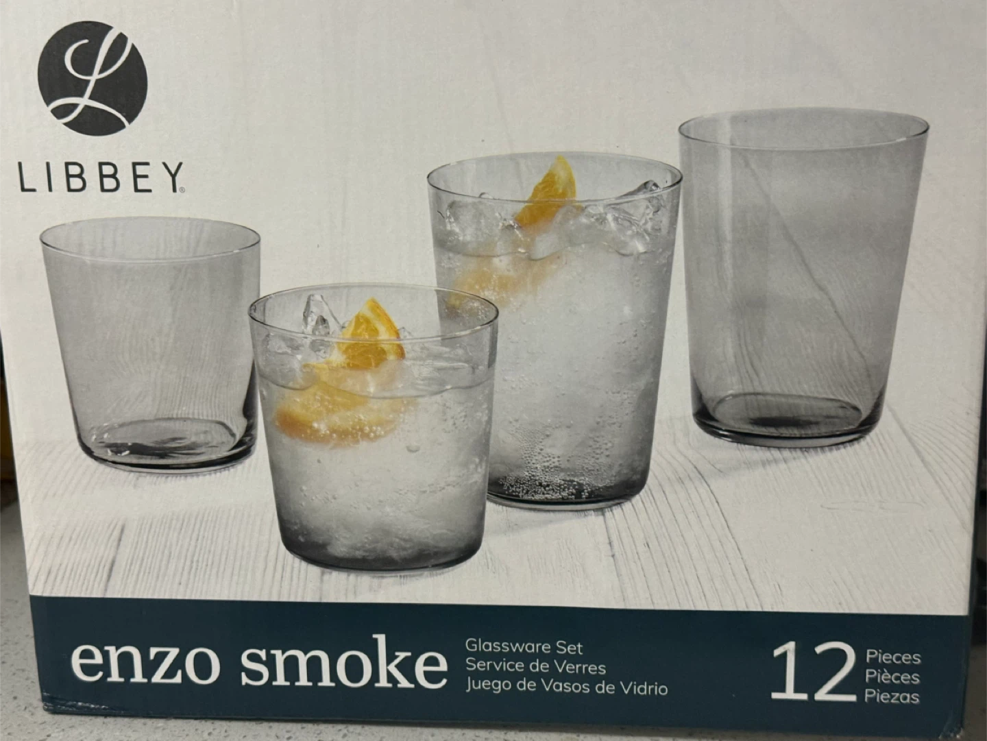 Libbey Enzo Smoke Glassware Set - 12 Pieces