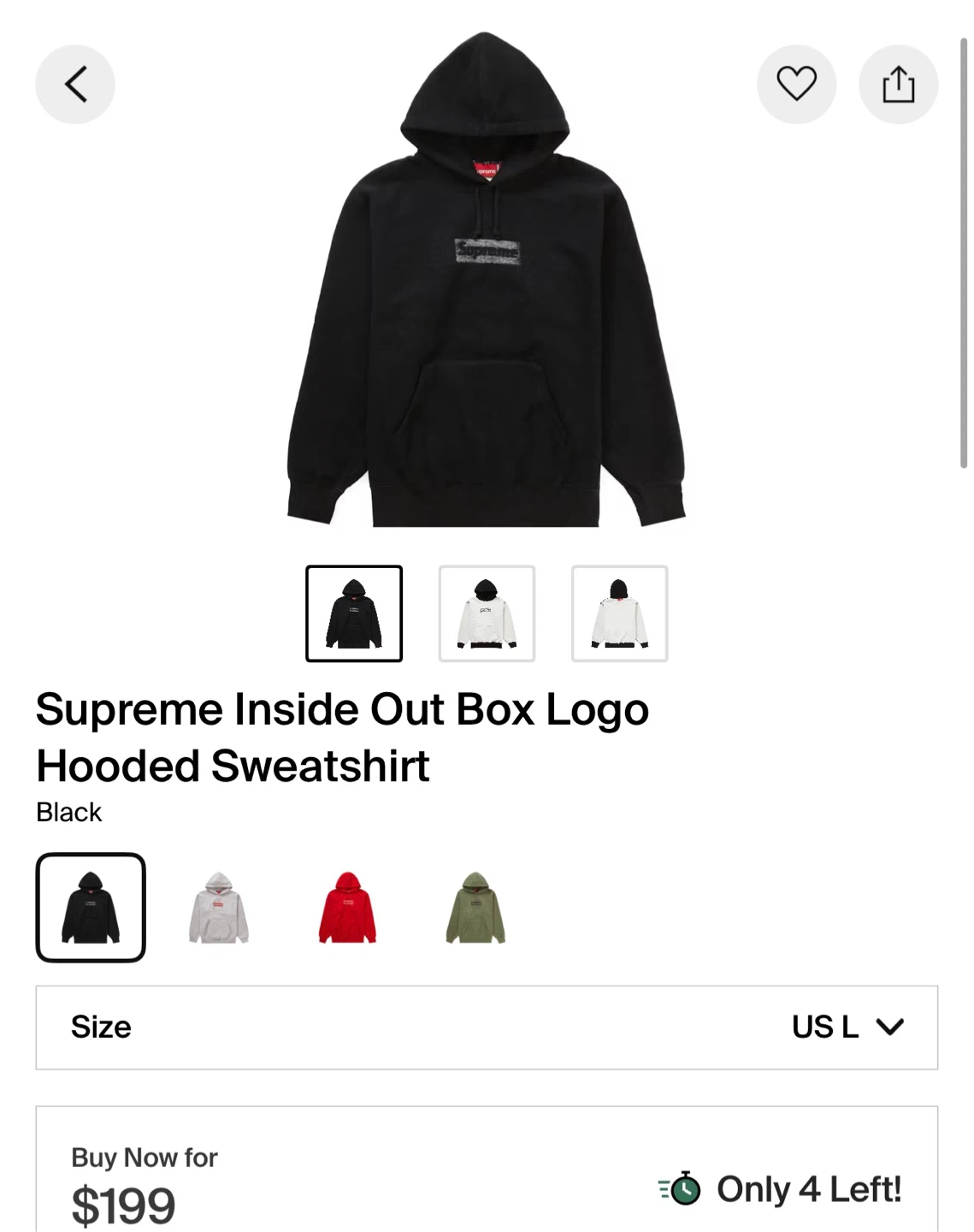 Supreme Inside Out Box Logo Hooded Black Size Large - photo 4