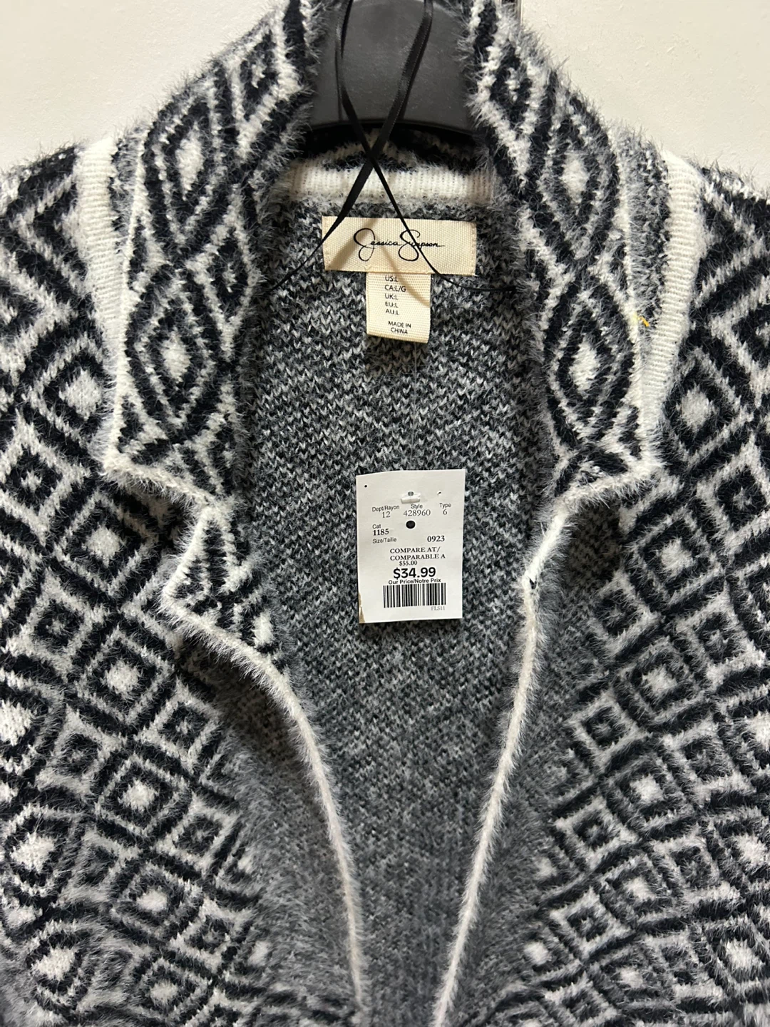 Jessica Simpson Black & White Geometric Cardigan - photo 3