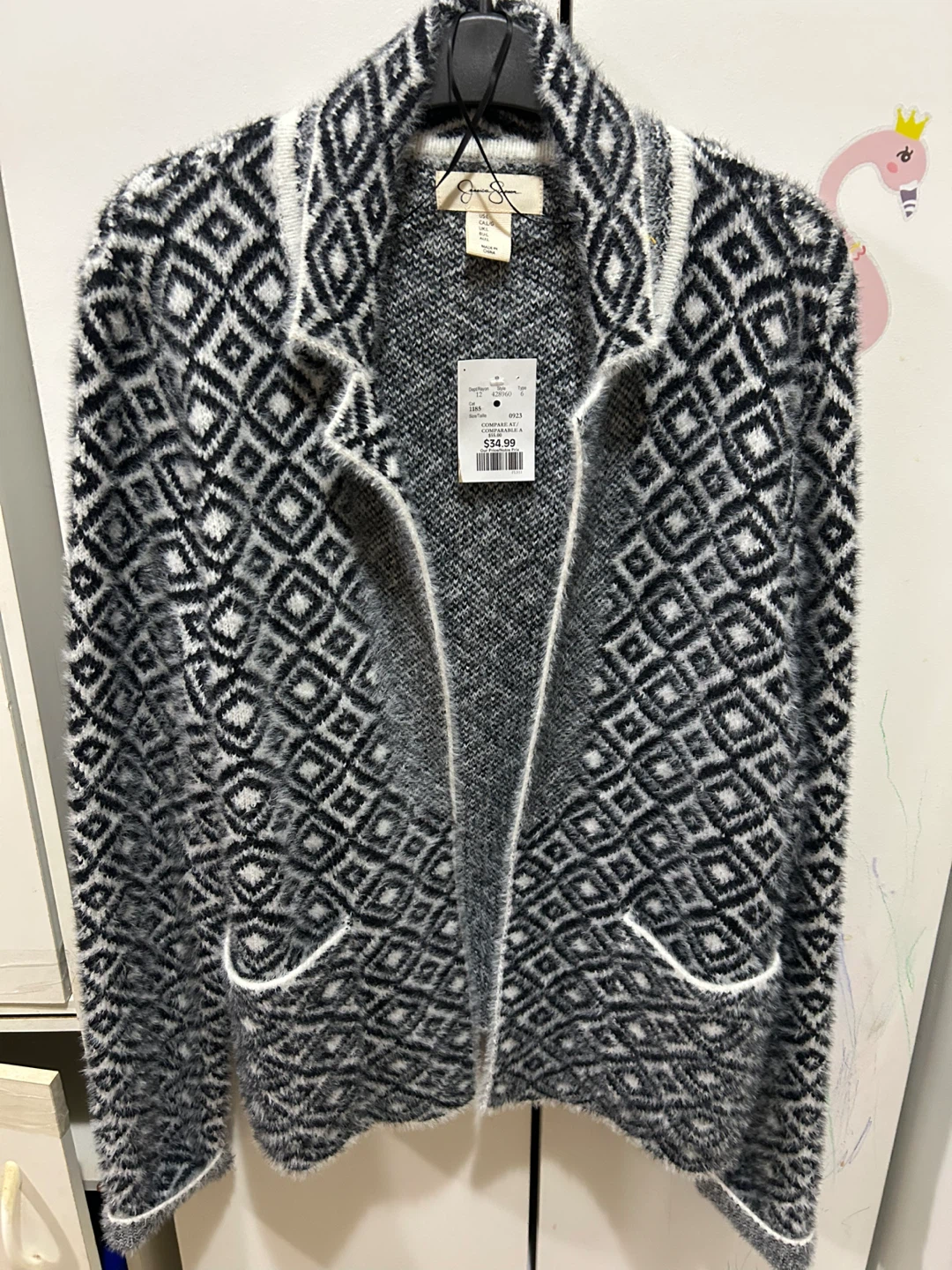 Jessica Simpson Black & White Geometric Cardigan