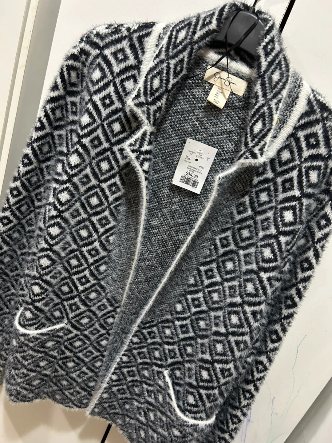 Jessica Simpson Black & White Geometric Cardigan - photo 2