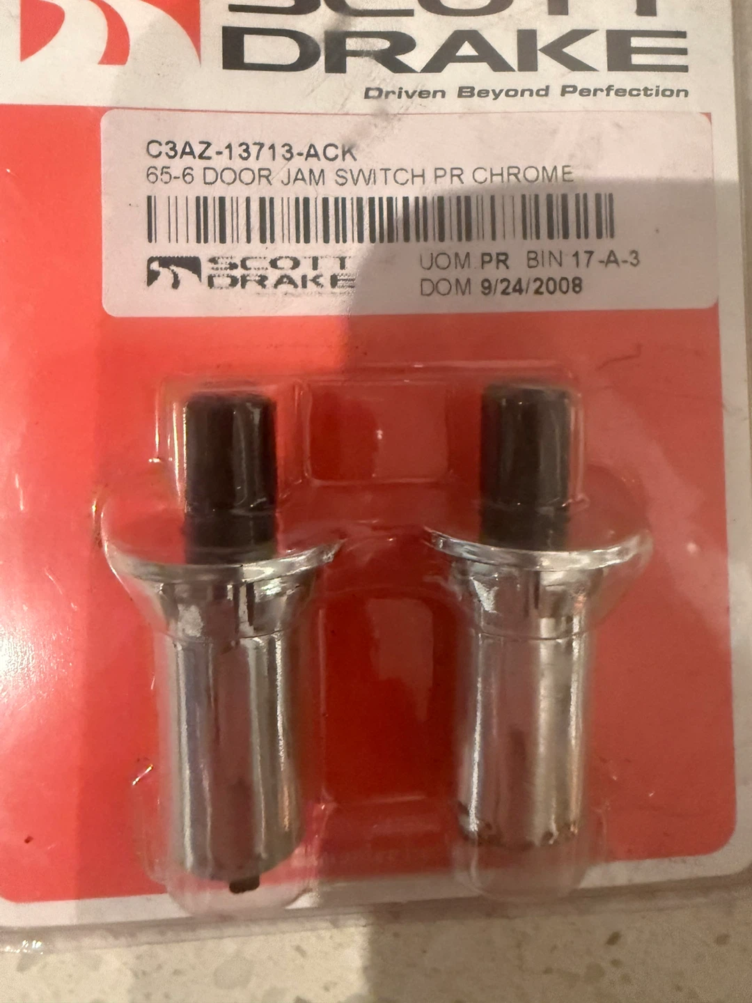 Scott Drake ford mustang 65-6 Door Jam Switch PR Chrome