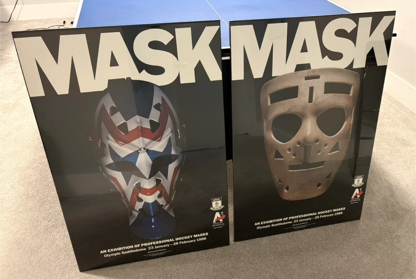 MINT CONDITION! 1988 Olympics Goalie Mask Mounted Posters