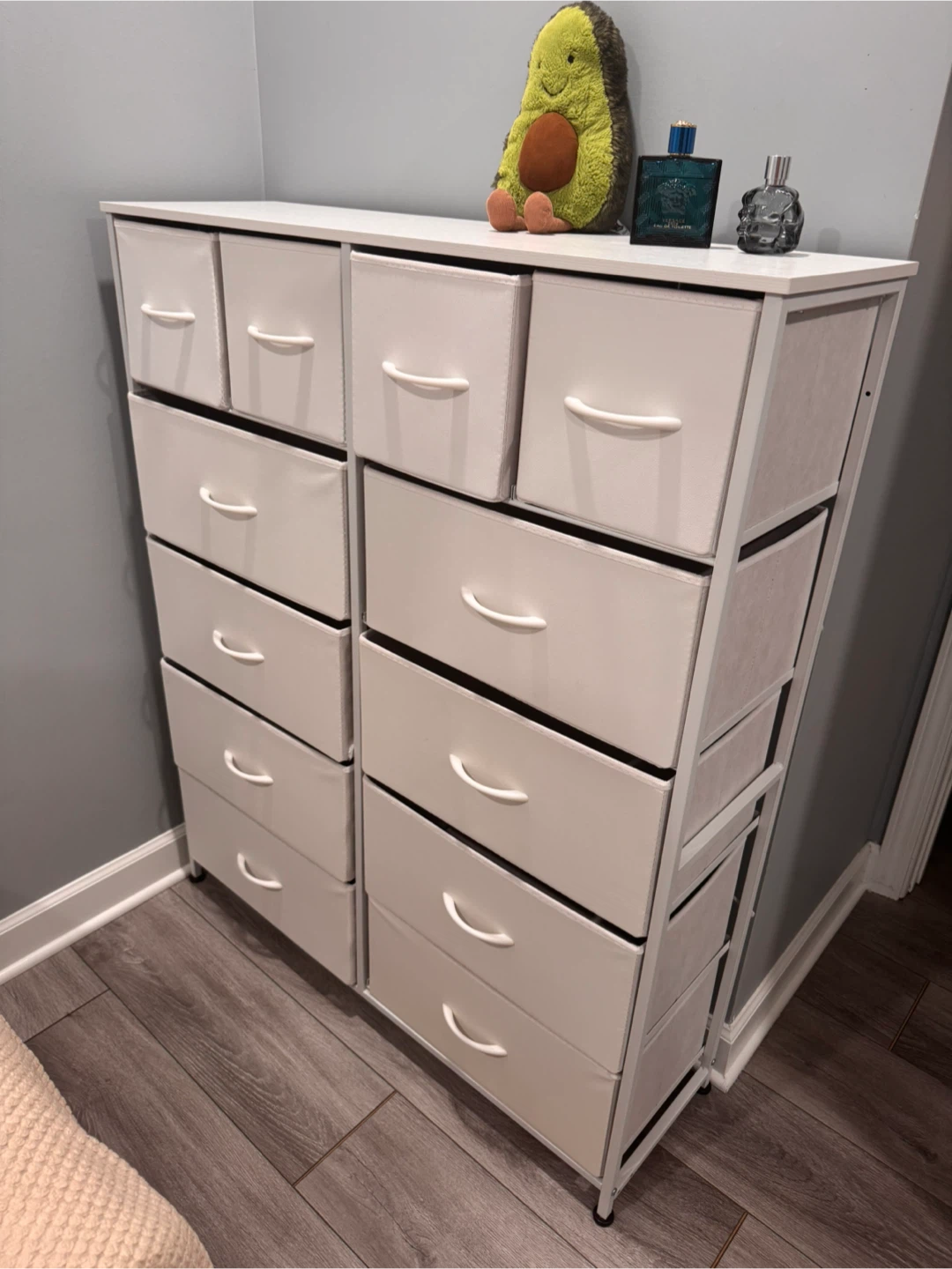 White Fabric Drawer Dresser