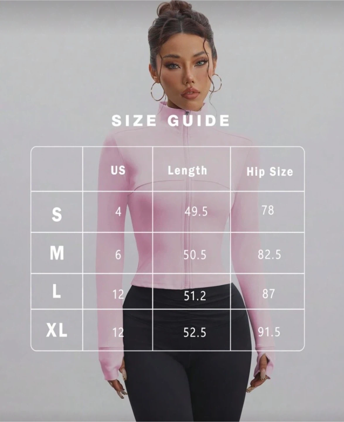 US(6) M Women Pink Zip-Up Long Sleeve Athletic Top - photo 5